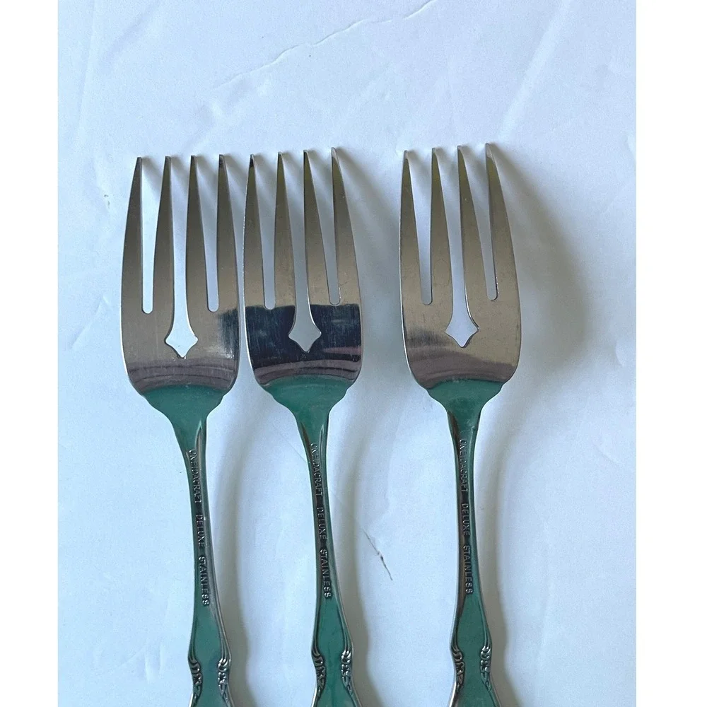 Oneidacraft 7pc Dinner & Salad Fork Set Silver Chateau Pattern Stainless Steel